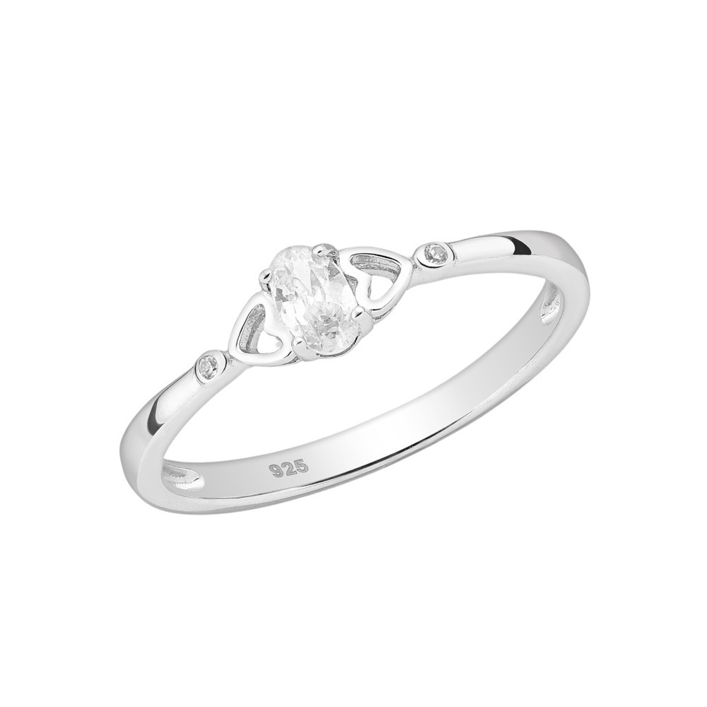 Sterling Silver Oval CZ Ring with Filigree Accents – Size 5 (Sample Piece)